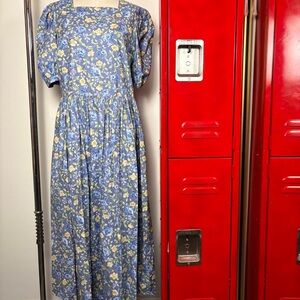 Laura Ashley Blue and Yellow Floral Maxi Dress